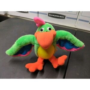 Vintage Neon Parrot Plush Toy Cloud 9 Green 12 Inch Bright Colors 80s 90s Retro